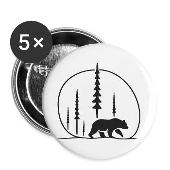 Bear in the forest silhouette nature gift idea friends - Buttons large 2.2''/56 mm (5-pack) - white - Front