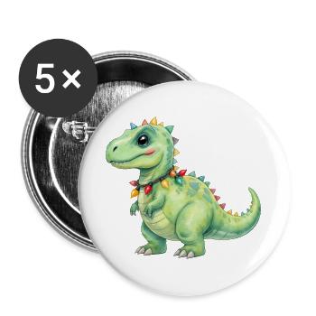 Colorful dinosaur with fairy lights - Buttons large 2.2''/56 mm (5-pack) - white - Front