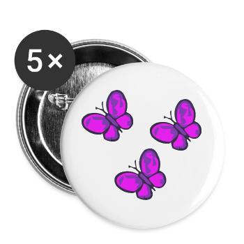 Neon Pink Butterflies Trio - Buttons large 2.2''/56 mm (5-pack) - white - Front