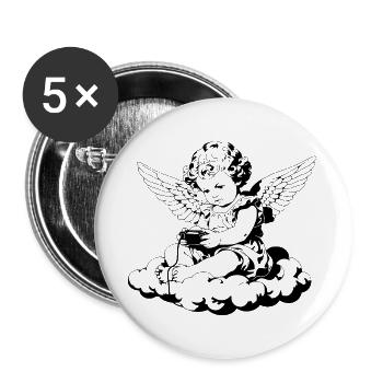Gambling Cherub – Vintage Angel on Cloud - Buttons large 2.2''/56 mm (5-pack) - white - Front