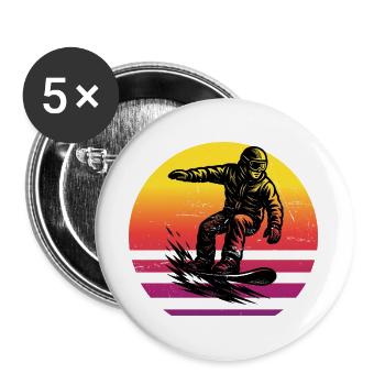Ein Motiv nur für Snowboard - Buttons groß 56 mm (5er Pack) - Weiß - Vorne