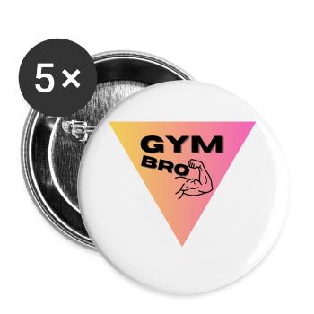  Muskel-Logo Triangel - Buttons groß 56 mm (5er Pack) - Weiß - Vorne