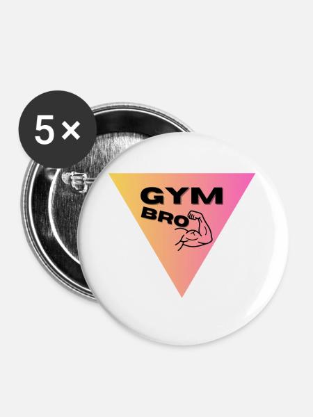 Muskel-Logo Triangel - Buttons groß 56 mm (5er Pack) - Weiß