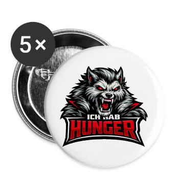Böser Werwolf: "Ich hab Hunger" Spruch - Buttons groß 56 mm (5er Pack) - Weiß - Vorne
