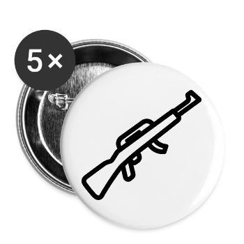 Submachine gun - Buttons large 2.2''/56 mm (5-pack) - white - Front