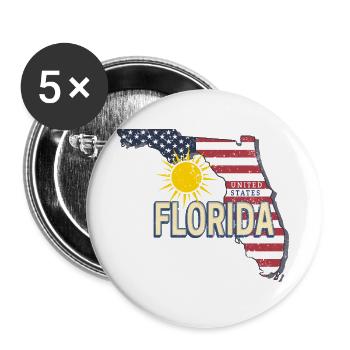 Florida Vereinigte Staaten Vintage USA Souvenir - Buttons groß 56 mm (5er Pack) - Weiß - Vorne