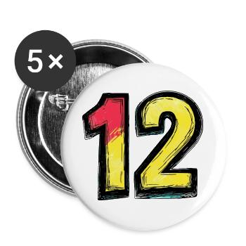 12 Nombre coloré - Lot de 5 grands badges (56 mm) - blanc - Devant