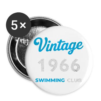 Vintage 1966 – Swimming Club Retro Geburtsjahr - Buttons groß 56 mm (5er Pack) - Weiß - Vorne