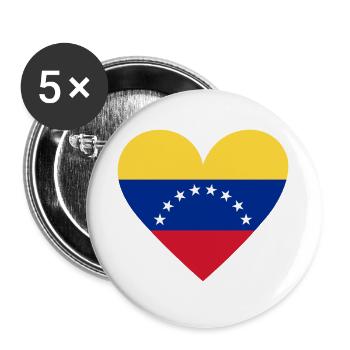 Venezuela Herz Flagge Design - Buttons groß 56 mm (5er Pack) - Weiß - Vorne