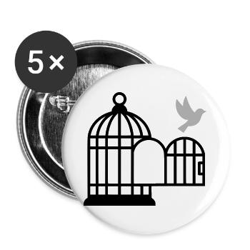 Birdcage Liberté Ouverte - Lot de 5 grands badges (56 mm) - blanc - Devant