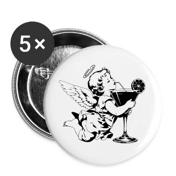 Cocktail Angel – Cherub with drink in a glass - Buttons large 2.2''/56 mm (5-pack) - white - Front