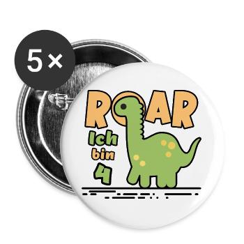 4th Birthday Dinosaur - Buttons large 2.2''/56 mm (5-pack) - white - Front