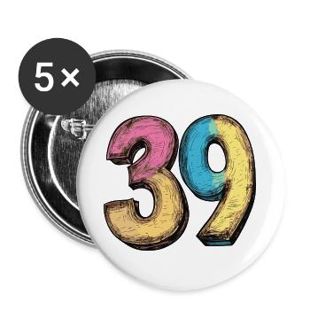 39 Number Colorful - Buttons large 2.2''/56 mm (5-pack) - white - Front