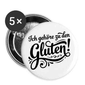 Ich gehöre zu den Gluten – Lustiges Wortspiel - Buttons groß 56 mm (5er Pack) - Weiß - Vorne