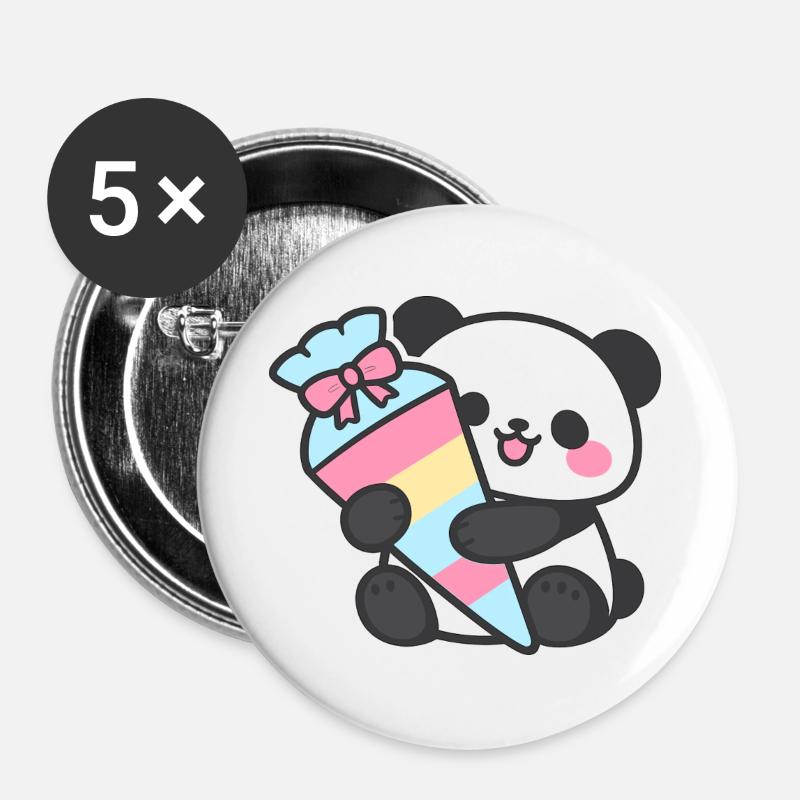 1st Grade Panda School Enrollment Gift 2026 - Buttons large 2.2''/56 mm (5-pack) - white