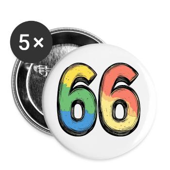 66 Number Colorful - Buttons large 2.2''/56 mm (5-pack) - white - Front