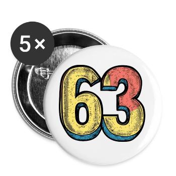 63 chiffres colorés - Lot de 5 grands badges (56 mm) - blanc - Devant