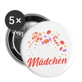 Fille mignonne gourmande par les sucreries - Lot de 5 grands badges (56 mm) - blanc - Devant