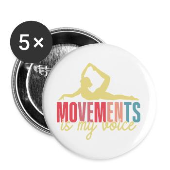 Yoga Mouvements est ma voix Yoga drôle - Lot de 5 grands badges (56 mm) - blanc - Devant