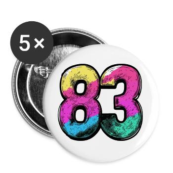 83 Nombre Coloré - Lot de 5 grands badges (56 mm) - blanc - Devant