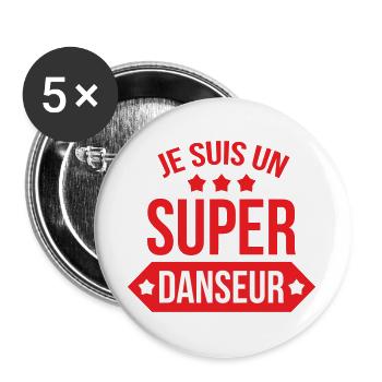 Je suis un super danseur - Lot de 5 grands badges (56 mm) - blanc - Devant