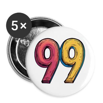 99 Nombre Coloré - Lot de 5 grands badges (56 mm) - blanc - Devant