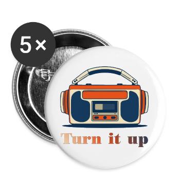 Turn It Up Vintage-Radio - Buttons groß 56 mm (5er Pack) - Weiß - Vorne