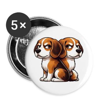 Cute Beagle Cartoon Friends Friendship Twin - Buttons large 2.2''/56 mm (5-pack) - white - Front