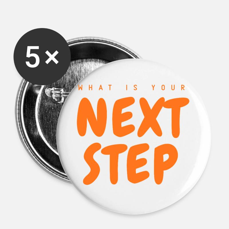 Next Step Orange Font, Next Step - Buttons large 2.2''/56 mm (5-pack) - white