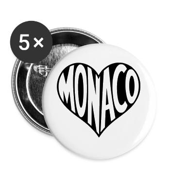 Monaco au cœur - Lot de 5 grands badges (56 mm) - blanc - Devant