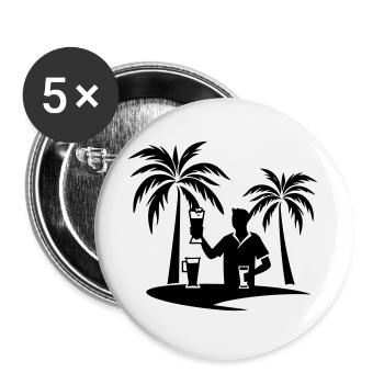Urlaub Palmen Strand Silhouette - Buttons groß 56 mm (5er Pack) - Weiß - Vorne