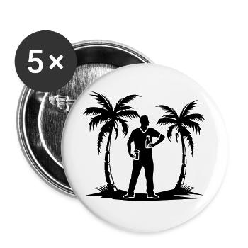 Urlaub Palmen Strand Silhouette - Buttons groß 56 mm (5er Pack) - Weiß - Vorne