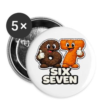 67 Six Seven Meme Affe Viral Trend - Buttons groß 56 mm (5er Pack) - Weiß - Vorne