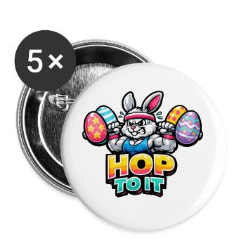 Gymnase de Pâques Pumpernickel - Lot de 5 grands badges (56 mm) - blanc - Devant