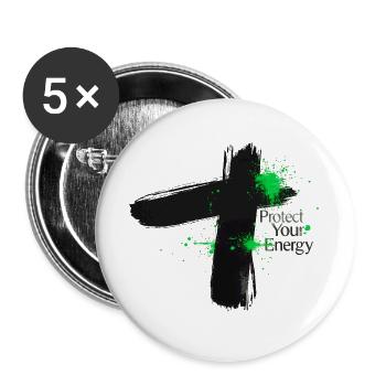Protect Your Energy - Mindfulness Design - Buttons large 2.2''/56 mm (5-pack) - white - Front