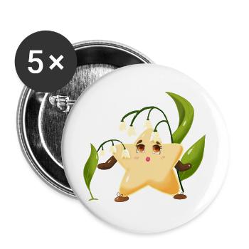 Twinki l'étoile découvre le joli muguet  - Lot de 5 grands badges (56 mm) - blanc - Devant