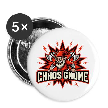 Evil Gnome, Dark Gnome, Goth Gnome, Funny Gnome - Buttons large 2.2''/56 mm (5-pack) - white - Front