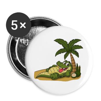 Crocodile on the palm beach - Buttons large 2.2''/56 mm (5-pack) - white - Front
