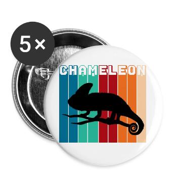 Silhouette Caméléon rétro Motif vintage de reptiles - Lot de 5 grands badges (56 mm) - blanc - Devant