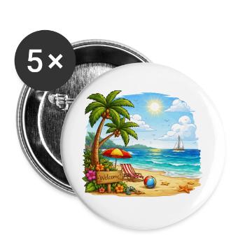 Welcome to the tropical beach - Buttons large 2.2''/56 mm (5-pack) - white - Front