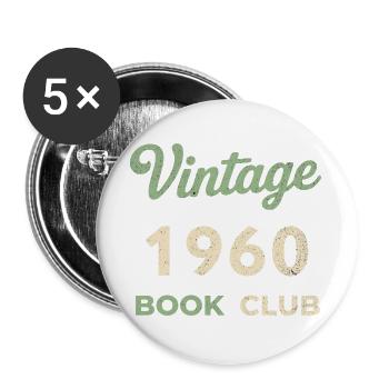 Vintage 1960 Book Club Retro Geburtsjahr Geschenk - Buttons groß 56 mm (5er Pack) - Weiß - Vorne