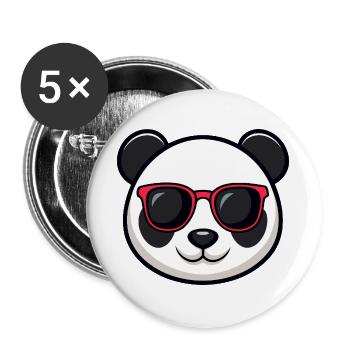 Panda Red Glasses - Buttons large 2.2''/56 mm (5-pack) - white - Front