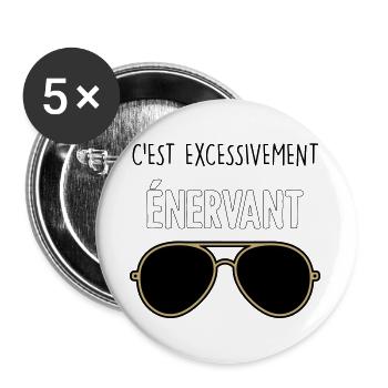 C'est Excessivement Énervant : Lunettes Aviateur - Lot de 5 grands badges (56 mm) - blanc - Devant