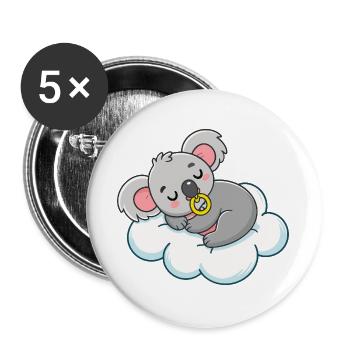 Bébé Koala rêveur sur nuage pastel - Lot de 5 grands badges (56 mm) - blanc - Devant
