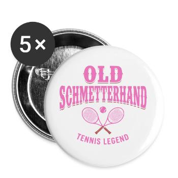 Tennis Fun Shirt, Old Schmetterhand Hoodie, Socken - Buttons groß 56 mm (5er Pack) - Weiß - Vorne