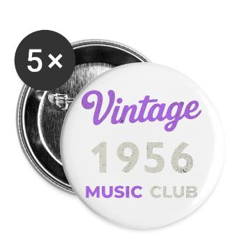 Vintage 1956 Music Club Retro Année de naissance vintage - Lot de 5 grands badges (56 mm) - blanc - Devant
