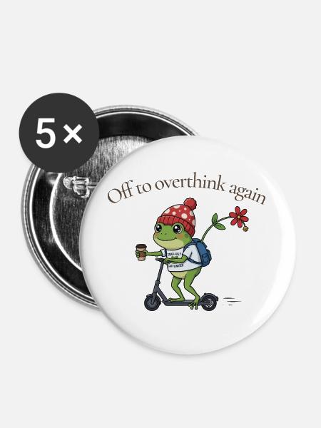 Toad-ally caffeinated Frosch - Buttons groß 56 mm (5er Pack) - Weiß