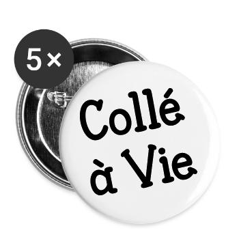 Humour Cancre : Motif Scolaire Collé à Vie Retro - Lot de 5 grands badges (56 mm) - blanc - Devant