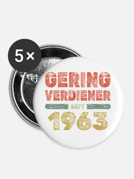 1963 - Buttons groß 56 mm (5er Pack) - Weiß