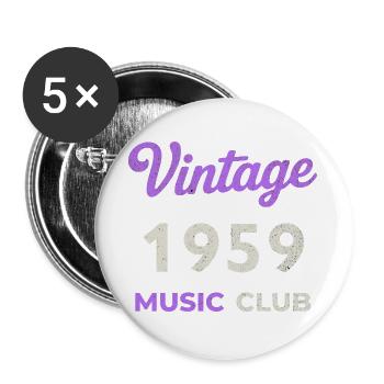 Vintage 1959 Music Club Rétro Année de naissance vintage - Lot de 5 grands badges (56 mm) - blanc - Devant